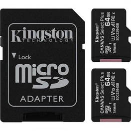 Карта пам&apos;яті Kingston 64GB Class 10 Canvas Select Plus 100R A1 (SDCS2/64GB-2P1A) - оригінал