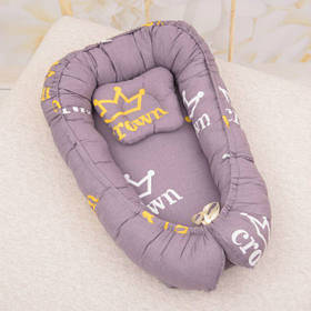 Кокон Міні "Корона" з ортопедичним матрацом Поплін, Кулір 45*75 см Betis Фіолетовий