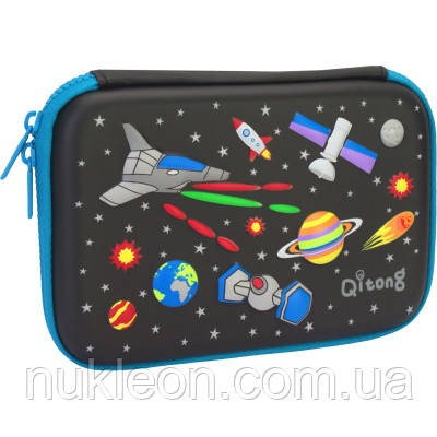 Популярний! Пенал Cool For School з тисненням 1 відділення Чорний (QT-5661-Black) - Краща якість тільки на Nukleon.com.ua