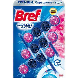 Туалетний блок Bref Кольорова вода Квіткова свіжість 3х50 г (9000101350821/9000101024067) - оригінал