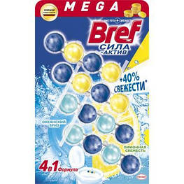 Туалетний блок Bref Сила Актив Лимонна й океанська свіжість 4 шт. (9000101309447/9000101309409) - оригінал