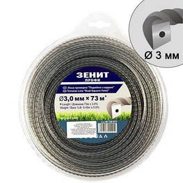 Жилка косильна Зеніт "ПРОФІ" "Подвійна з кордом" 3,0 мм x 73 м (40730073) - оригінал