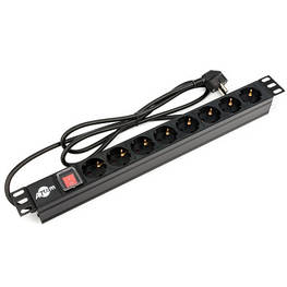 Силовий блок 19" 8 розеток, кабель 2.0m мідь 1.5мм, з вимикачем Atcom (AT1821) - оригінал