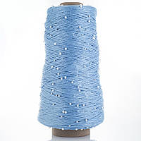 Намистини на Котонi № 10 блакитний + білі намистини (Пряжа нитки для в'язання)