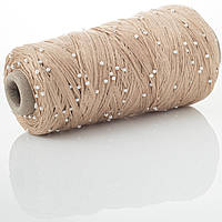 Намистини на Котонi № 28 беж + білі намистини (Пряжа нитки для в'язання)