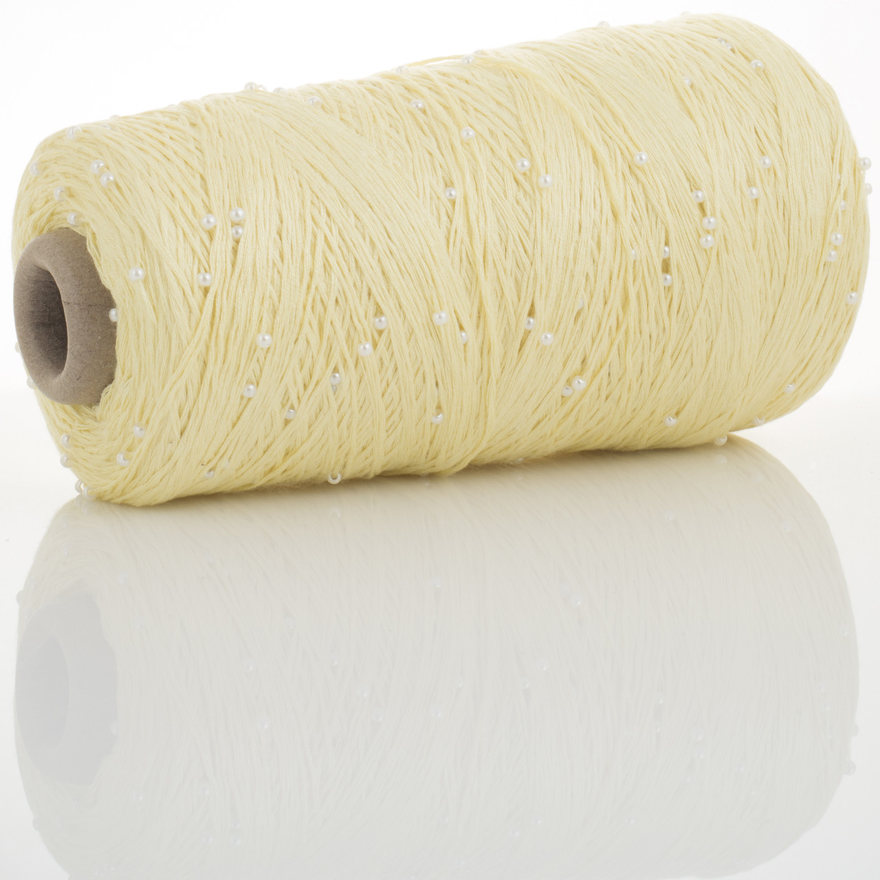 Намистини на Котонi № 45 лимон + білі намистини (Пряжа нитки для в'язання), фото 1