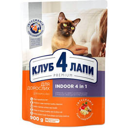 Сухий корм для кішок Club 4 Paws Преміум. Для кішок, які живуть в приміщенні 4 в 1 900 г (4820083909412) - оригінал