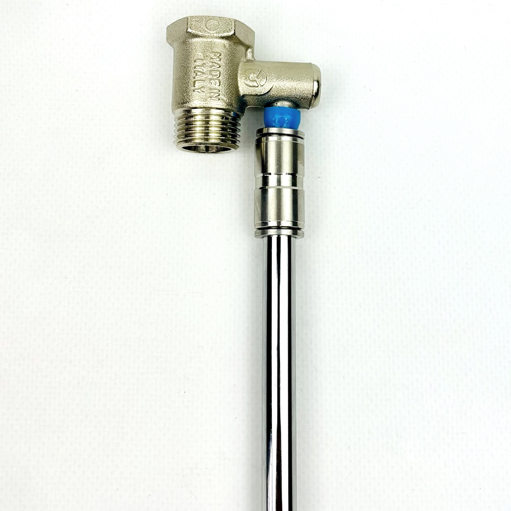 Запобіжний клапан зі зливною трубкою хром  (0,5 м) без ручки (8bar) Boiler Series KVANT, фото 1
