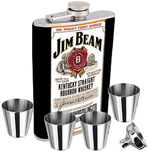 Фляга Jim Beam + 4 стаканчики + лійка 7 oz у подарунковому пакованні US-015U12