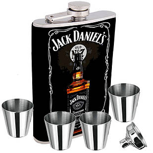 Фляга Jack Daniels + 4 склянки + лійка 7 oz у подарунковому пакованні US-015U9