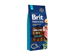 Корм для собак Brit Premium Dog Sensitive Lamb & Rice 15 кг УЦЕНКА, надріз на мішку