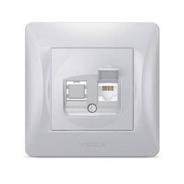 Комп&apos;ютерна розетка Videx BINERA CAT6 одинарна сереб (VF-BNSK1PC6-SS) - оригінал
