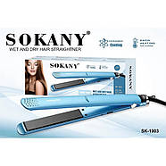 Праска для волосся керамічна Sokany SK-1903 Блакитний Щипці для вирівнювання волосся, фото 2