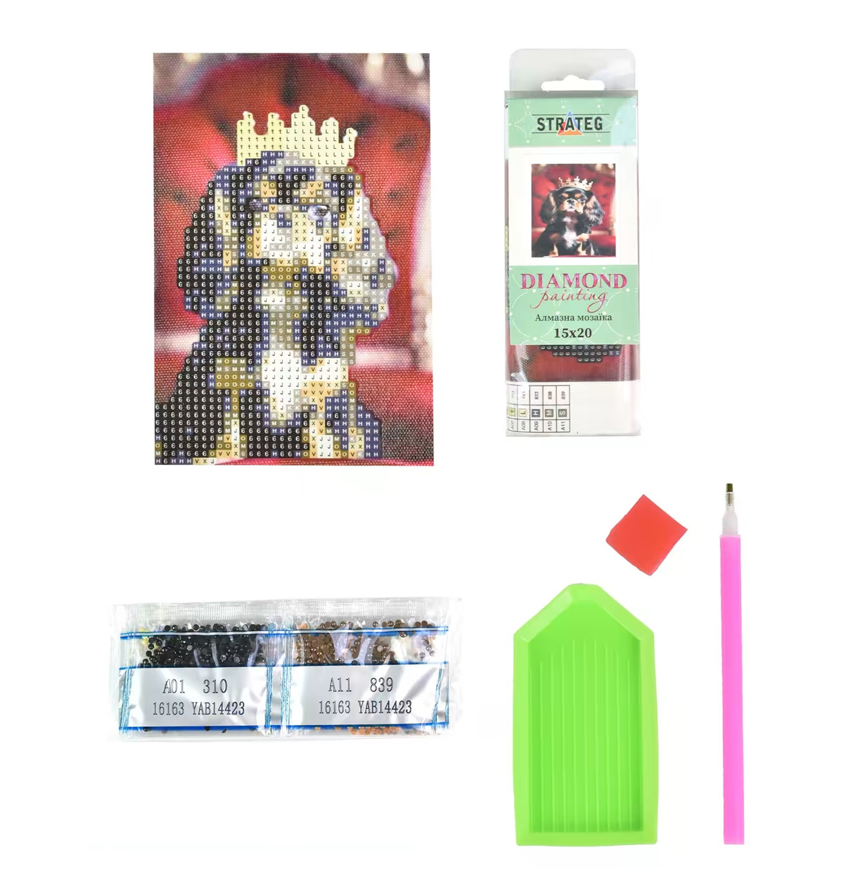 Алмазна картина Strateg Кавалер кінг-чарльз-спанієль 10х15 см YAB14423, фото 1