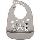 Promo Ціна! Слинявчик Canpol babies Bonjour Paris силіконовий з кишенькою беж (74/027_bei) - тільки на ZaGrosh.com.ua