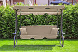 Гойдалка садова King Garden Plus 3-місна Beige + 2 подушки, фото 2