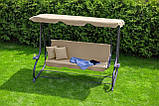 Гойдалка садова King Garden Plus 3-місна Beige + 2 подушки, фото 3