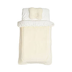 Постіль 3 ел Twins велюр/сатин (ковдра, подушка ортопедична, простирадло) екрю