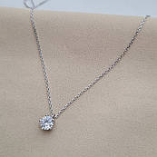 Кольє срібне ланцюжок з підвіскою круглим білим фіанітом