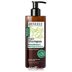 Шампунь для сухого та пошкодженого волосся Revuele Vegan & Organic Hair Shampoo з екстрактом макадамії та моринги, 400 мл