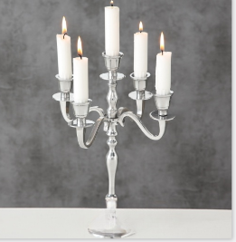 Канделябр, 30 см на 5 свічок із срібної латуні 32х30 см Stilars Італія 141398