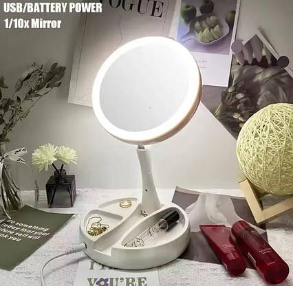 Дзеркало Mai Appearance G3 з LED-підсвіткоюb тримачем телефона, Дзеркало для макіяжу настільне з підсвіткою, фото 1