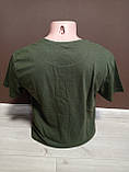 Підліткова футболка для хлопчика патріотична Україна 16-18 років хакі бавовна Герб, фото 2