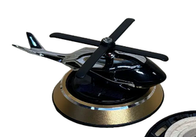 Автомобильный ароматизатор вертолет с раздувом на солнечной панели + многоразовая пропитка, Черный