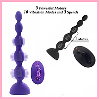 Анальна пробка ялинка з вібрацією на пульті 21 см, Вібропробка гнучка для анального сексу, Інтимні іграшки