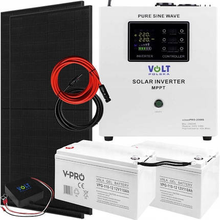 Фотоелектичний комплект VOLT POLSKA UPS SinusPRO 2500s MPPT 40A 1400 / 2000w х2шт GEL 110Ah, фото 1