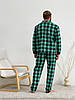 Піжама чоловіча COSY з фланелі (штани+сорочка) клітина зелено/чорна, фото 2