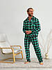 Піжама чоловіча COSY з фланелі (штани+сорочка) клітина зелено/чорна, фото 3