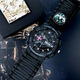 Тактичний багатофункціональний годинник Patriot 005BKSU ЗСУ Чорні Паракордовий ремінець Black + Коробка., фото 3