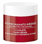 Комплексний крем для догляду за обличчям, шиєю та декольте Via Natural Pomegranate and Rose від BioFresh 200 мл