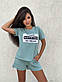 Літній жіночий костюм шорти та вільна футболка з написом (р. 42-46) 9KO3689, фото 5