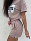 Літній жіночий костюм шорти та вільна футболка з написом (р. 42-46) 9KO3689, фото 9