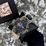 Тактичний багатофункціональний годинник Patriot 005CMGRSU ЗСУ Зелений камуфляж Паракордовий ремінець Khaki + Коробка., фото 3