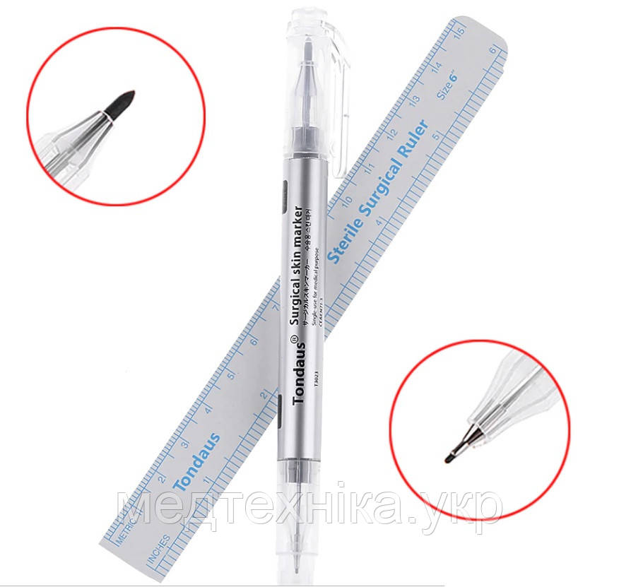 Маркер хірургічний стерильний двосторонній для розмітки, TondausTM, товщина пера 0,5 і 1 мм, фото 1