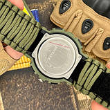 Тактичний багатофункціональний годинник Patriot 005AGSU ЗСУ Паракордовий ремінець Army Green + Коробка., фото 3