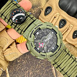 Тактичний багатофункціональний годинник Patriot 005AGSU ЗСУ Паракордовий ремінець Army Green + Коробка., фото 4