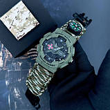 Тактичний багатофункціональний годинник Patriot 005AGSU ЗСУ Паракордовий ремінець Camo Green + Коробка, фото 4