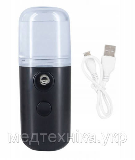 Зволожувач для шкіри обличчя ультразвуковий портативний Nano Spray, 30 мл, чорний, фото 1