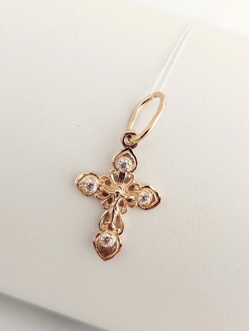 Золотий хрестик з цирконієм Ukr-gold