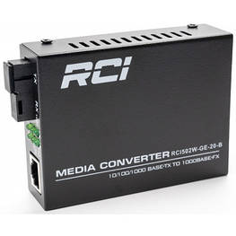 Медіаконвертер RCI 1G, 20km, SC, RJ45, Tx 1550nm standart size metal case (RCI502W-GE-20-B) - оригінал