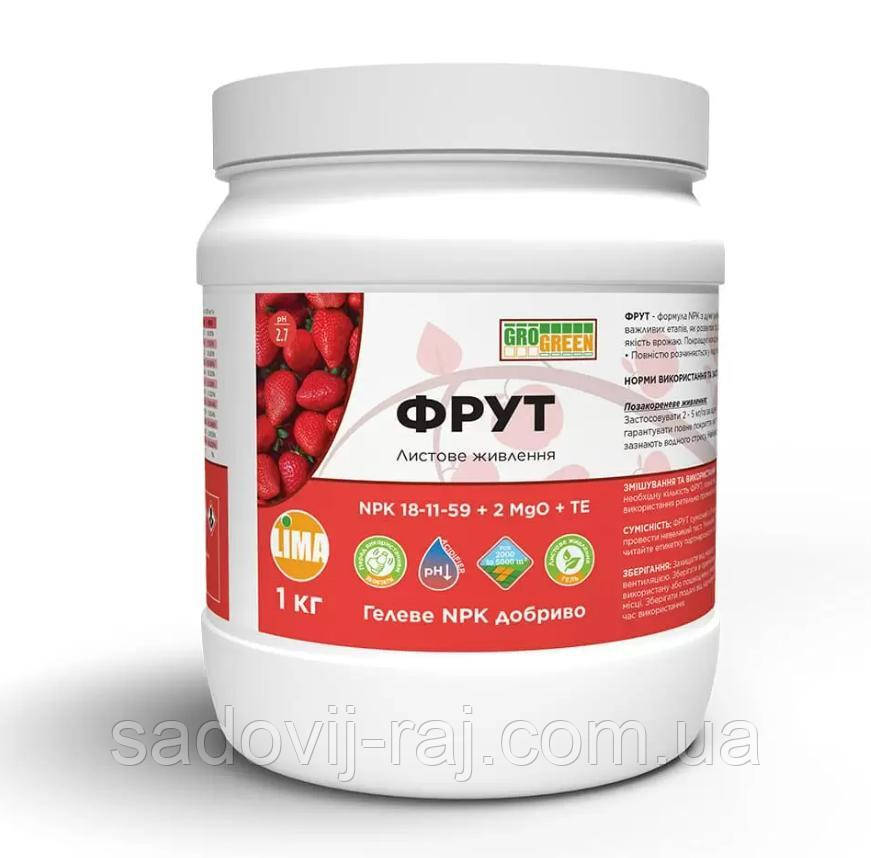 Добриво GroGreen Гель Фрут NPK 18-11-59+2MgO+TE 1 кг Lima Бельгія