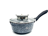 Ківш сотейник UNIQUE UN-5601 16 см 1.3 літра граніт із багатошаровим антипригарним покриттям і кришкою, фото 5
