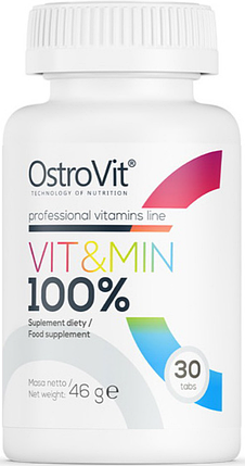 Вітаміни і минерали OstroVit Vit Min 100% 30 таб, фото 1