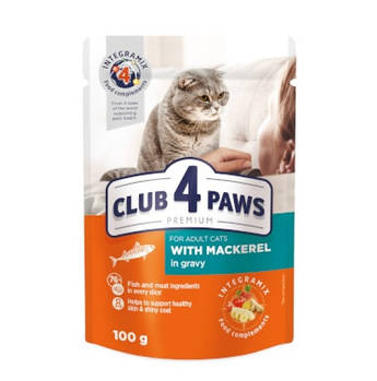 Корм Клуб 4 лапи Premium для дорослих котів Макрель в соусі 100 г