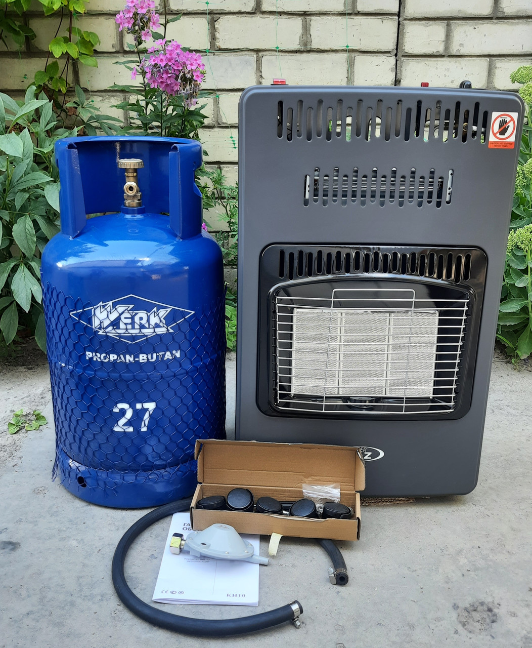 Газовий інфрачервоний нагрівач SUPER GAZ Turbo з вентилятором із балоном 27 л і редуктором (комплект), фото 1