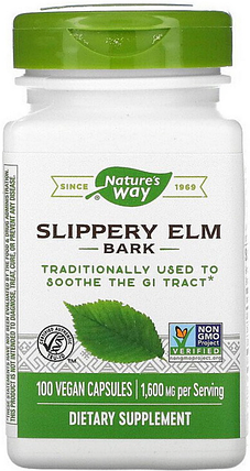 Слизький в'яз nature's Way Slippery Elm Bark 1600 mg 100 veg caps, фото 1